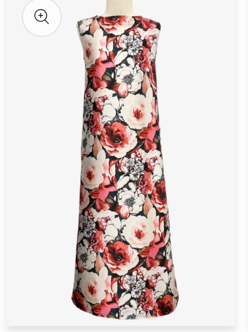 bryn Walker Rosa Twiggy Maxi Shift Dress in Red, Pink, White & Black